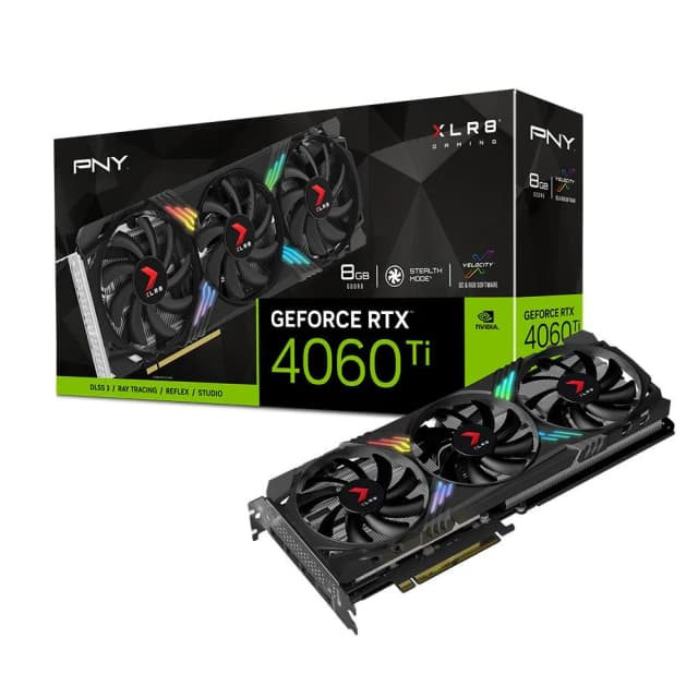 PNY GeForce RTX 4060Ti 8GB XLR8 Gaming VERTO EPIC-X RGB Triple Fan DLSS 3 Graphics Card Image