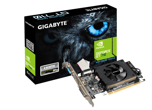 Gigabyte GeForce GT 710 (GDDR3) Low Profile 2G with Dual-link DVI-D, D-Sub, HDMI Image