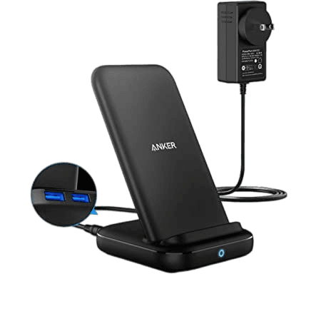 Anker PowerWave 10 Stand with 2 USB-A Ports Wireless Charger with AC Adapter Qi Certified Image